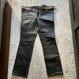 Leather biker pants